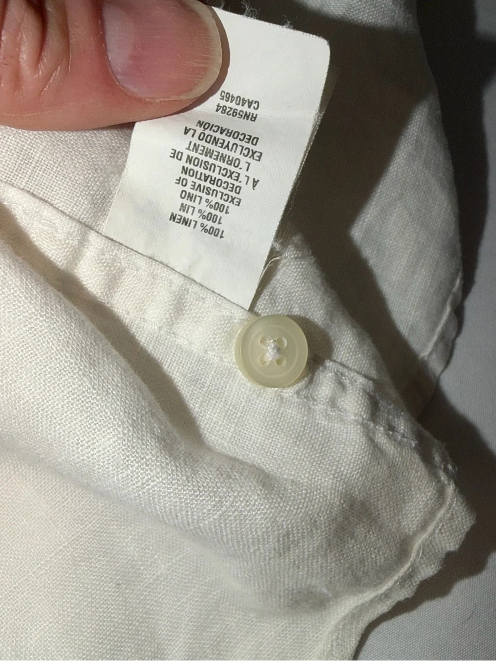 The Children's Place White Linen Button-Down LS Shirt Youth M. 0011
